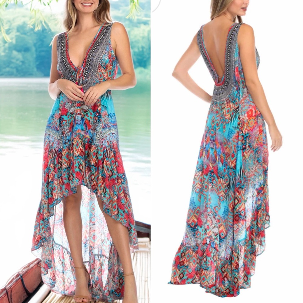 True Colours Vibrant Multicolor High Low Dress S/M
